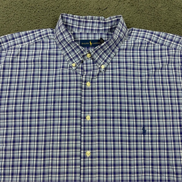 Polo Ralph Lauren Shirt Mens 3XB Blue Button Down Plaid Long Sleeve - Picture 1 of 7